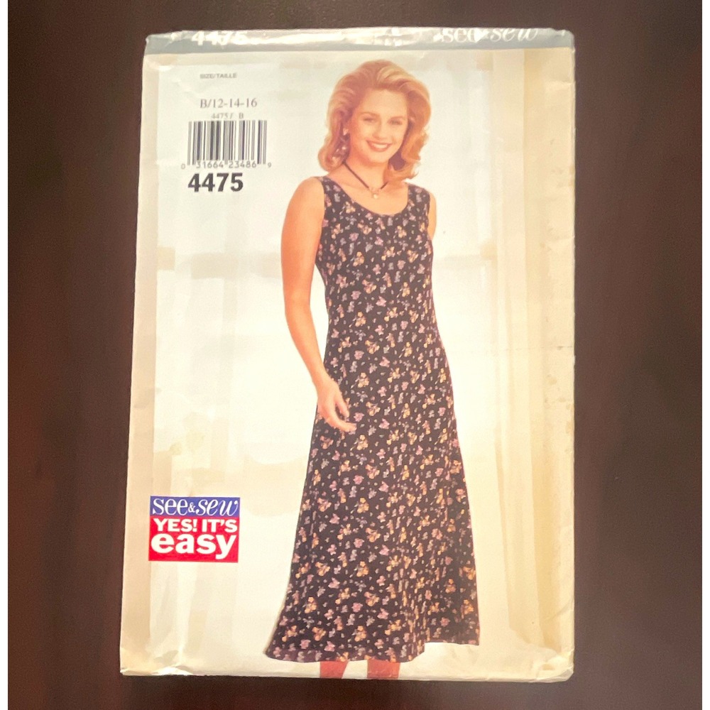 Butterick See & Sew 4475 Women’s Misses’ Dress Sewing Pattern Size 12-16